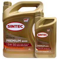 как выглядит масло моторное sintec premium 9000 5w-30 a3/b4 sl/cf 4л+1л акция на фото